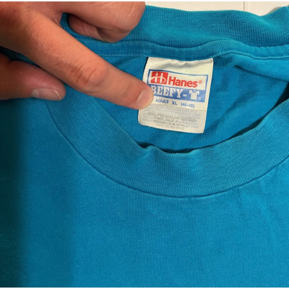 VTG Y2K Tribal Aztec Southwest Indigenous Eagle Wolf Pocket Tee Blue Mens XL - Picture 6 of 6